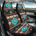 thumbnail image 3 of Renewold Car Seat Cover Front Set Only, Soft Breathable Front Car Seat Bottom Cover Protector Auto Interior Accessories Decor, Southwest American Tribal Teal Brown, 3 of 7