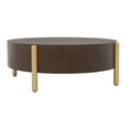 thumbnail image 4 of SAFAVIEH Diangela Modern Dark Oak/Gold Round Wood Coffee Table (34 in. W x 34 in. D x 12 in. H), 4 of 9