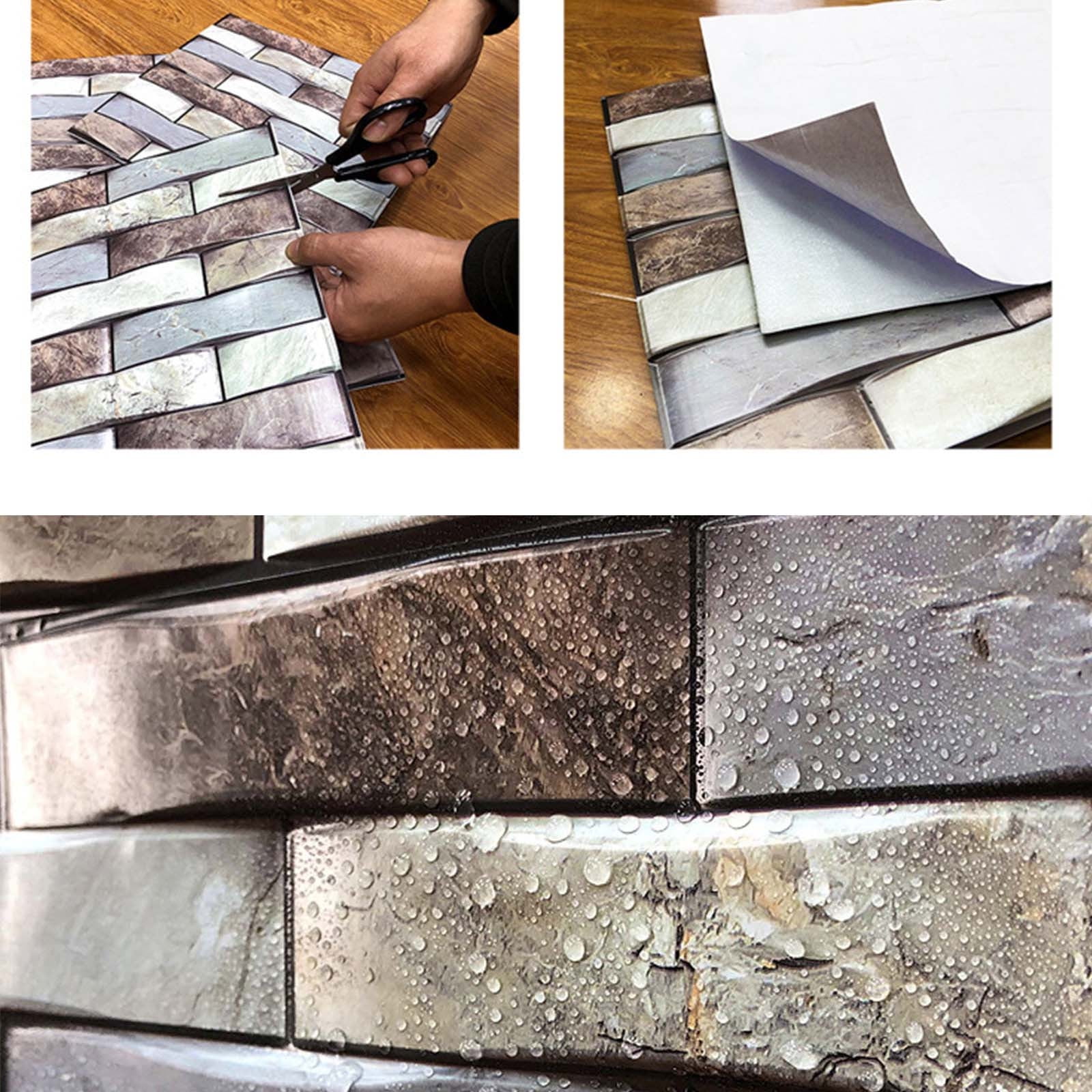 Yeetfub Peel and Stick Backsplash 12"x12" Self Adhesive Marble Kitchen Backsplash Tile Stone Backsplash Peel and Stick Decor for Bathroom Kitchen Laundry Room Camper Shower