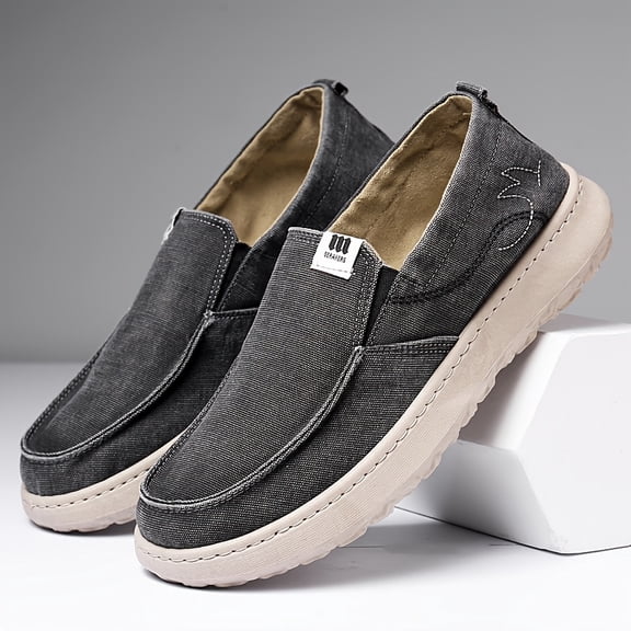 Men'S Canvas Shoes, Solid Color, Loose Fit, Comfortable And Versatile, Made from Washed Fabric, Stylish Slip-On Design, with Stitched Soles for Durability, Directly Supplied from The Factory