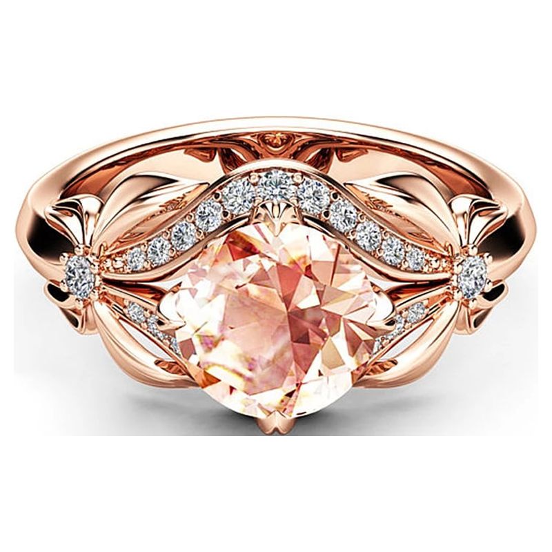 Designice Vintage Diamond 18K Rose Gold Ring Gemstone Ring for Women pure topaz Jewelry Gemstone - image 2 of 3