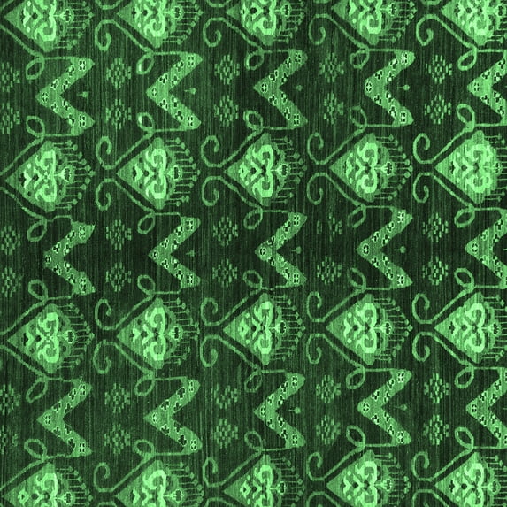 Ahgly Company Indoor Square Abstract Emerald Green Modern Area Rugs, 3' Square