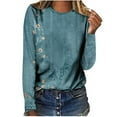 thumbnail image 1 of PENGXIANG Femmes Manches Longues T-Shirts Col Rond Imprimé Floral Tunique Tops Doux Casual Ample Coupe Blouse, 1 of 3