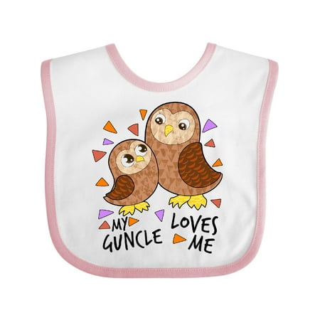 

Inktastic My Guncle Loves Me- Cute Owl Family Gift Baby Boy or Baby Girl Bib