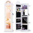 thumbnail image 1 of Gymax 3 In 1 Kids Jewelry Cabinet w/3-Color Lighted Full Length Mirror Clothes Rack White, 1 of 10