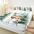thumbnail image 3 of Feelyou Deer Animal Full Size Sheets for Kids, Merry Christmas Bed Sheets, Jungle Xmas Tree Sheet Sets, Lightweight Room Decor,4 Pieces, 3 of 7