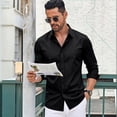 thumbnail image 6 of Domuza Men's Long Sleeve Button Up Stretch Dress Shirt Modern Slim Fit Wrinkle-Free Wedding Formal Shirts Black S, 6 of 6