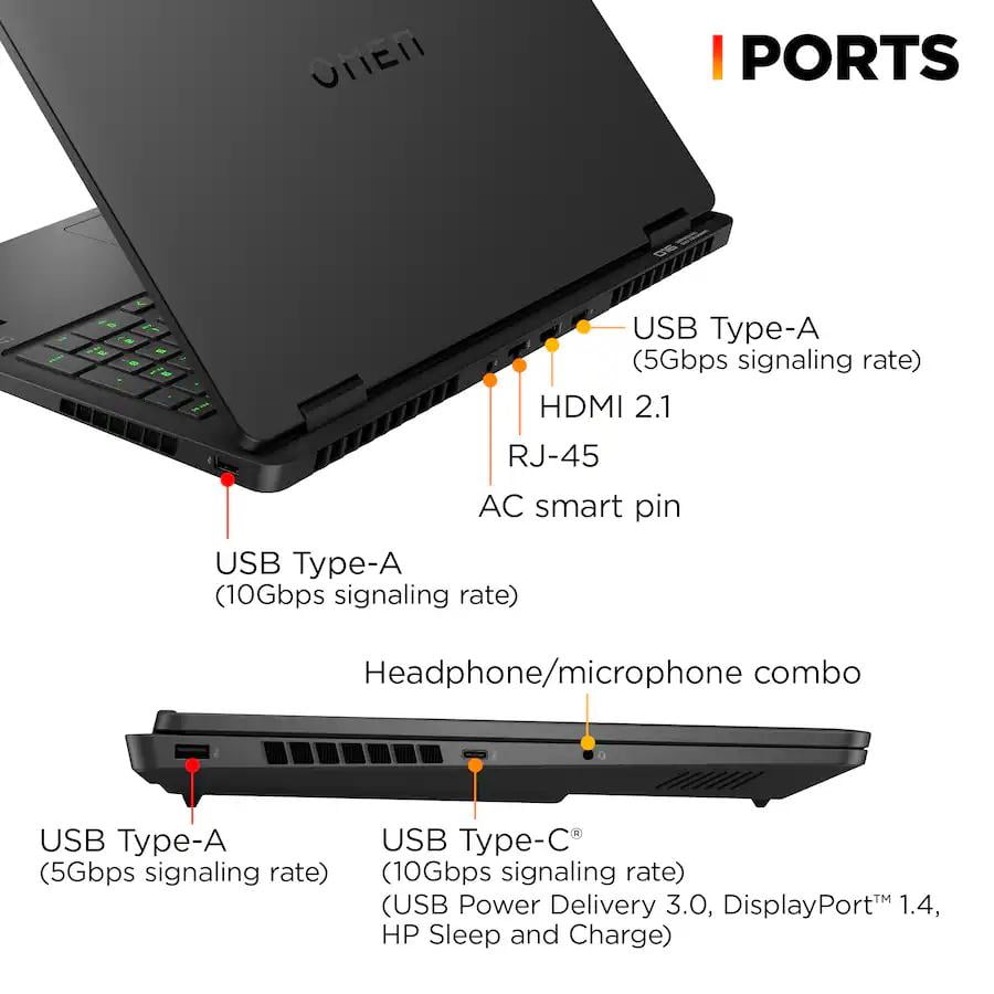 HP OMEN - 16" 2K 144Hz Gaming Laptop - Intel Core Ultra 7 255H with AI Boost - 16GB Memory - NVIDIA GeForce RTX 5060 - 1TB SSD - Shadow Black