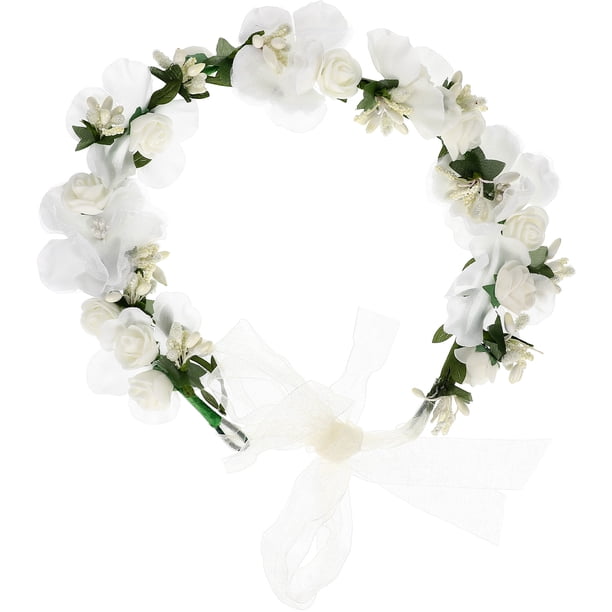 KAKOWELY Tocado de novia con corona de flores, diadema de novia, tocado de novia, tocado floral