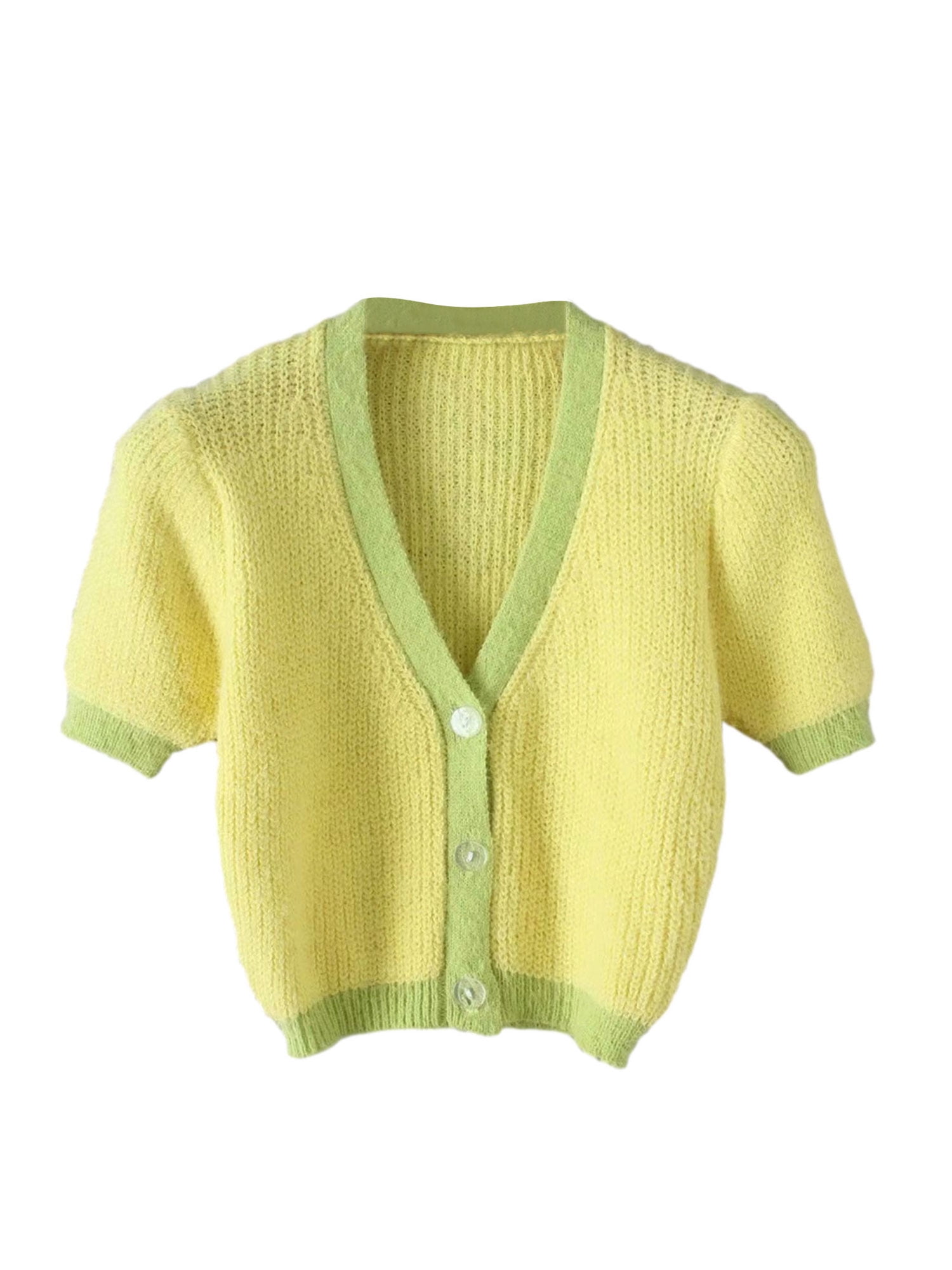 Women V Neck Short Sleeve Crop Top Cute 