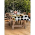thumbnail image 3 of Outdoor Tablecloth with Umbrella Hole for Patio/Picnic/Party/Camping, Gnomes Sunflowers Waterproof Table Cloth Rectangle Table Cover Washable, Pastoral Botanical Black White Plaid Wooden (60"x 120"), 3 of 8