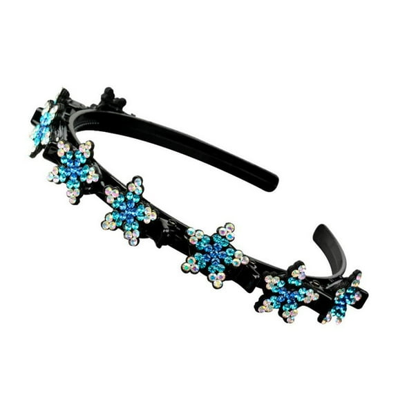 Sweet Hairstyle Hairpin Rhinestones Bangs Double Layer Headband with Clips Twist Plait Hair Hoop Braided Headbands