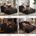 thumbnail image 5 of Aukfa 66" Oversized Chaise Lounge Indoor Boneless Couch Plush Sofa Bed for Living Room, 3Pillows, Black, 5 of 9