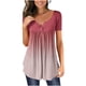 thumbnail image 1 of ICHUANYI Clearance Women Fashion V- Neck Gradient Printed Tunic Tops Buttons Short Sleeve T-shirt(Pink, M) ICHUANYI WER2023080700706, 1 of 6