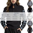 thumbnail image 3 of THNCYX Half Zip High Neck Long Sleeve Knit Tops For Women Colorblock Casual Winter Sweaters Soft Comfort Womens Sweaters Modern Look, 3 of 5