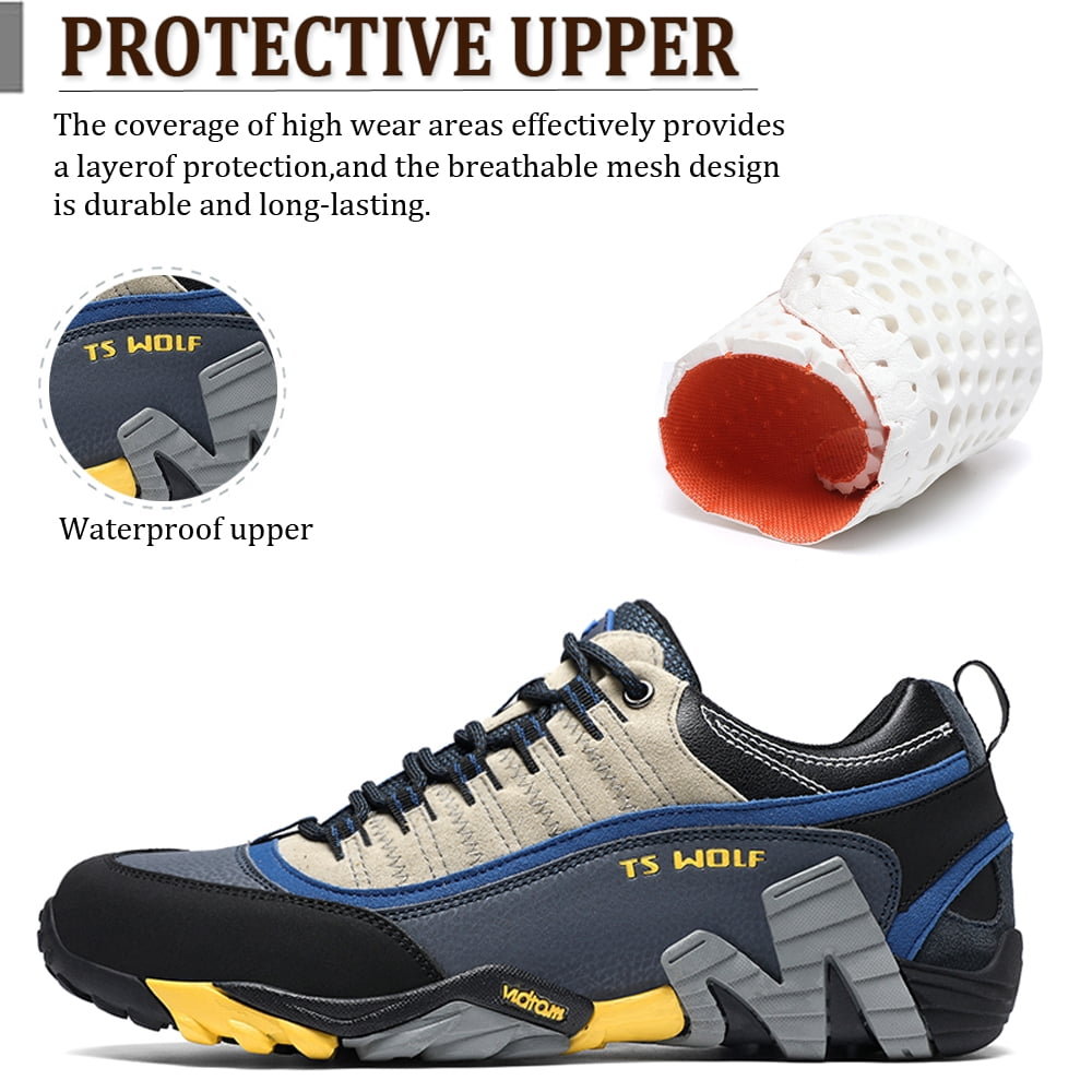 Men's Women's Extra Wide Outdoor Hiking Shoes Waterproof Durable Non-Slip Lightweight Trekking Camping Athletic Shoes Yellow 10 Men/11 Women