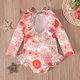 thumbnail image 5 of Traje de baño de una pieza para mujer, conjuntos de bikini para mujer, niñas pequeñas, moda, lindo estampado floral, manga larga, frenillo, protección solar, traje de baño para surf en la playa, traje, 5 of 9