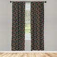thumbnail image 2 of Ambesonne Vine 4-Panel Curtains, Summer Leafy Stems Foliage, 56"x63", Charcoal Grey Vermilion, 2 of 4