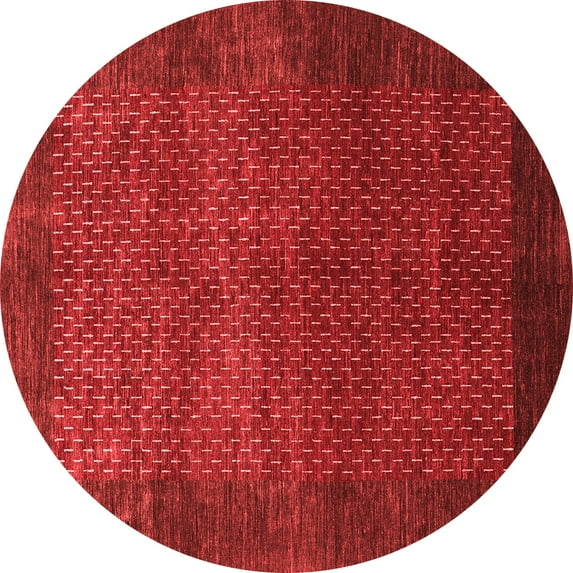Ahgly Company Indoor Round Abstract Red Contemporary Area Rugs, 5' Round