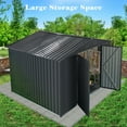 thumbnail image 3 of Seizeen 10' x 10' Outdoor Storage Shed, Heavy-Duty Galvanized Steel Shed Tool House, Peak Bike Shed for All-weather Outside, Double Lockable Doors, Backyard Patio Lawn Storage, Gray, 3 of 7