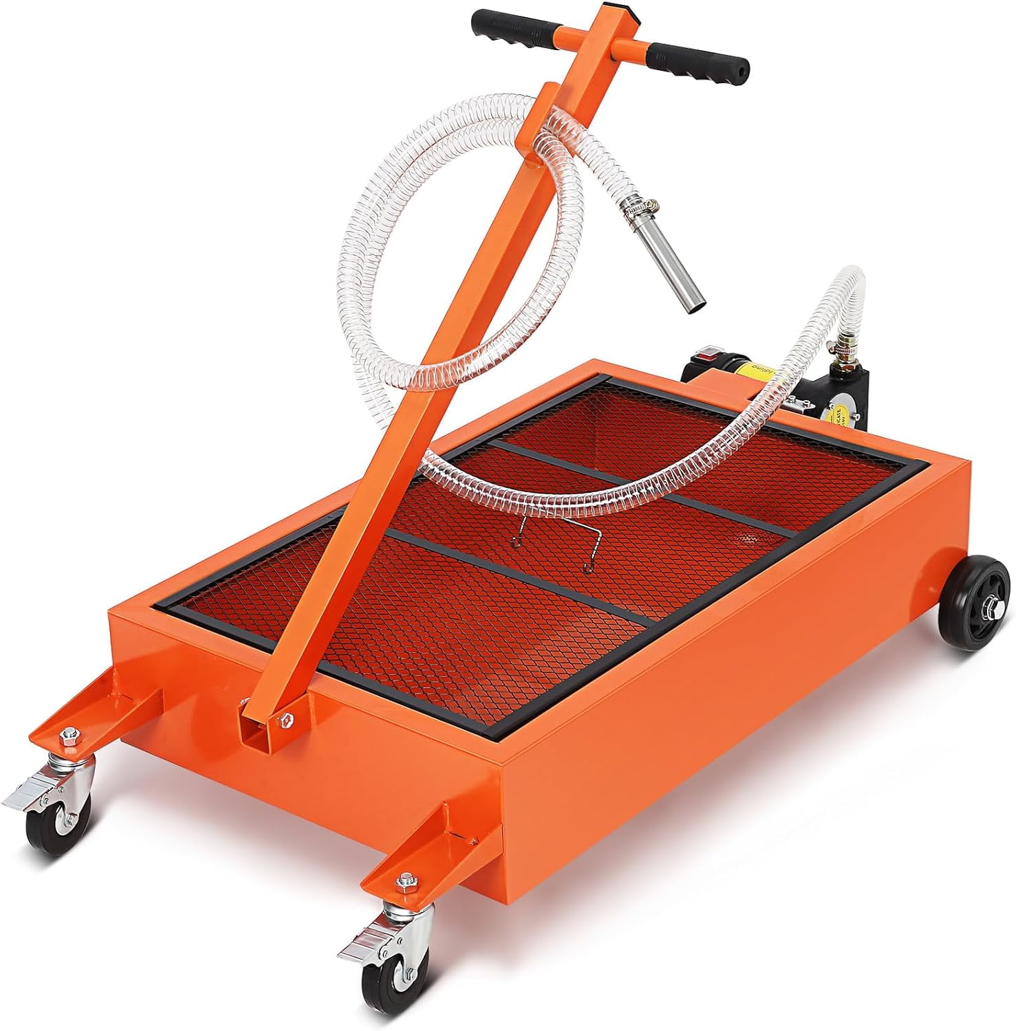 AOILE 15/20 Gallon Electric Oil Drain Pan with 110V Pump, Low Profile Oil Cart with Hose and T Handle