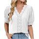thumbnail image 1 of Eres Más Que una Camisa de Puntuación de Prueba Boho Top Manga Corta Cuello Redondo Blusa Suelta, Detalle de Encaje Color Sólido Desgaste de Verano Casual, Mezcla de Poliéster Spandex, 1 of 9