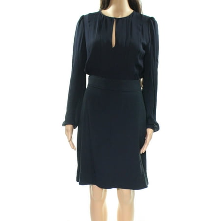 Theory Navy Women's Pleated Seamed Blouse Sheath Dress