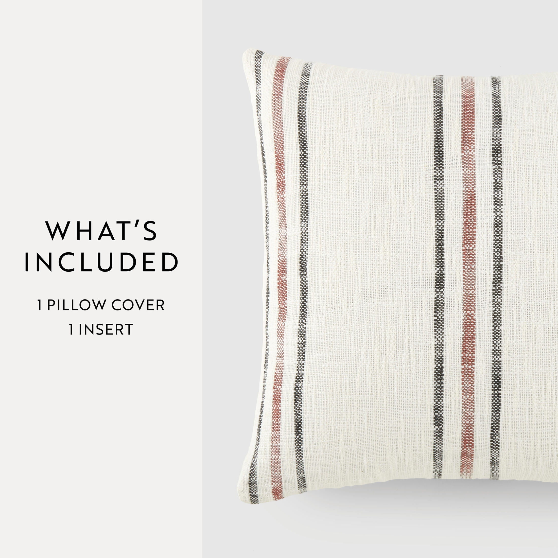 Cotton Slub Textured Throw Pillow in Framed Farmhouse Stripe by Comfort Canopy