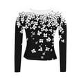 thumbnail image 2 of Puyaiuu Women's Long Sleeve Ribbed Knit Floral Shirts Casual Crewneck Long Sleeve Slim Fit ShirtsTops Fall Fashion Clothes Winter Outfits Fashion T-Shirt Tops Dressy Work Clothes Gift, 2 of 6