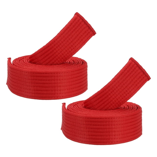 Unique Bargains 5.3FT Taekwondo Colored Ranking Belts, Polyester / Cotton Men Women Pro for Competition, Red 2 Pack