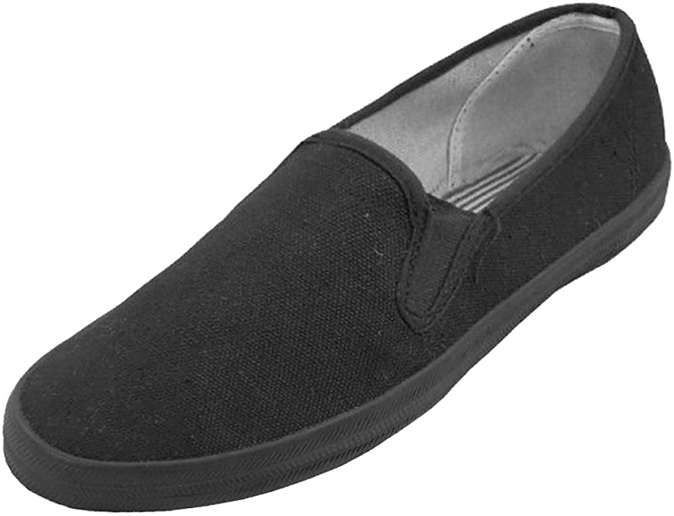 Elegant Mens Black Plain Canvas Slip-on Flat Loafer Shoes