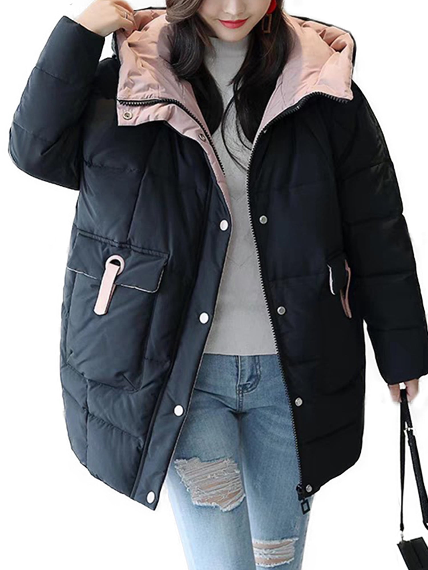 Wodstyle Women's Winter Long Padded Warm Hooded Coat Parka Oversized