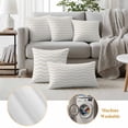 thumbnail image 5 of Cream Moire Outdoor Pillow Covers 16x16 Set of 2, Waterproof Patio Throw Pillowcase Protectors, Water Ripple Stripe Farmhouse Square Decorative Pillow Shams Cushion Covers for Seat Bed Couch Sofa, 5 of 8