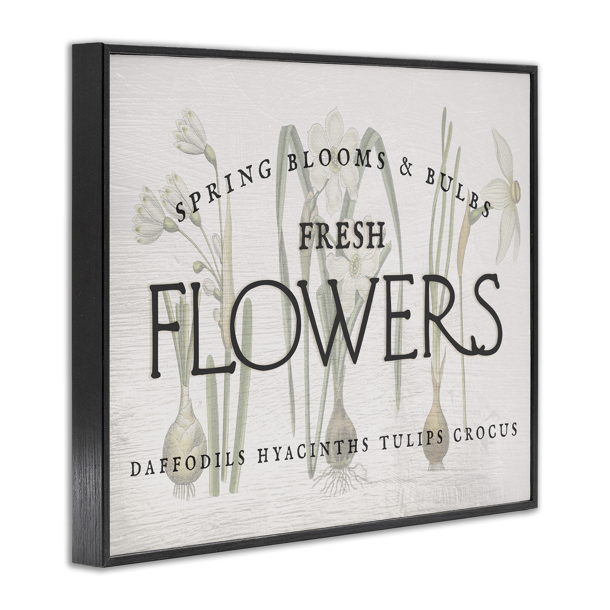 Stupell Industries Fresh Flowers Market Typography Painting Black Framed Art Print Wall Art, 30 x 24