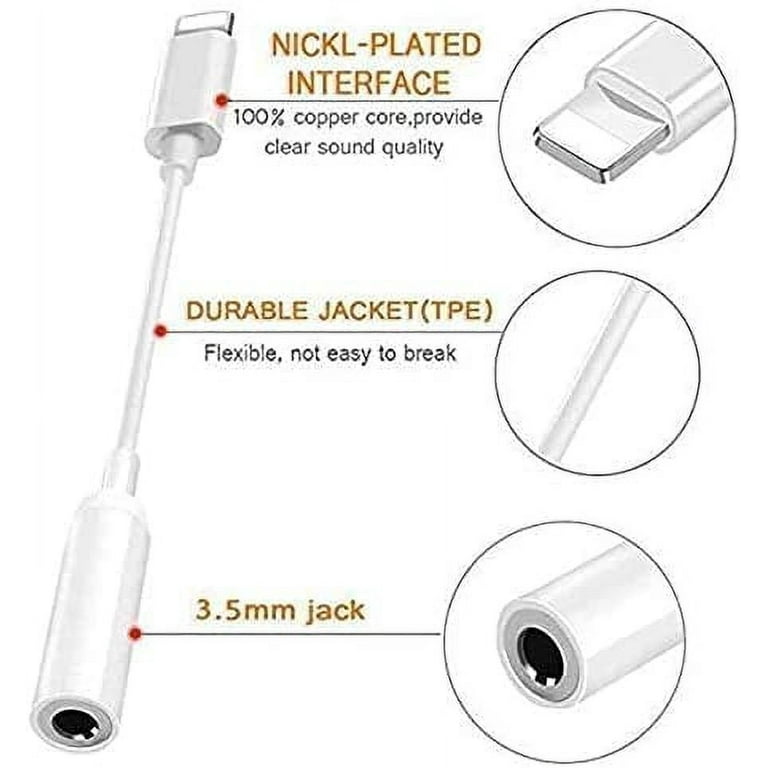 iPhone 3.5mm Headphones Adapter Apple MFi Certified 2Pack