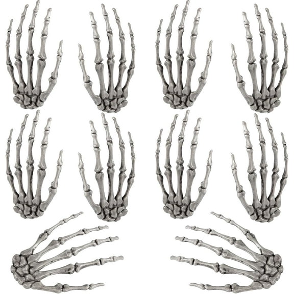 ZAUGONTW 10 Pcs Halloween Skeleton Hands - Plastic Fake Human Skeleton Hands for Halloween Zombie Party Terror Scary Props