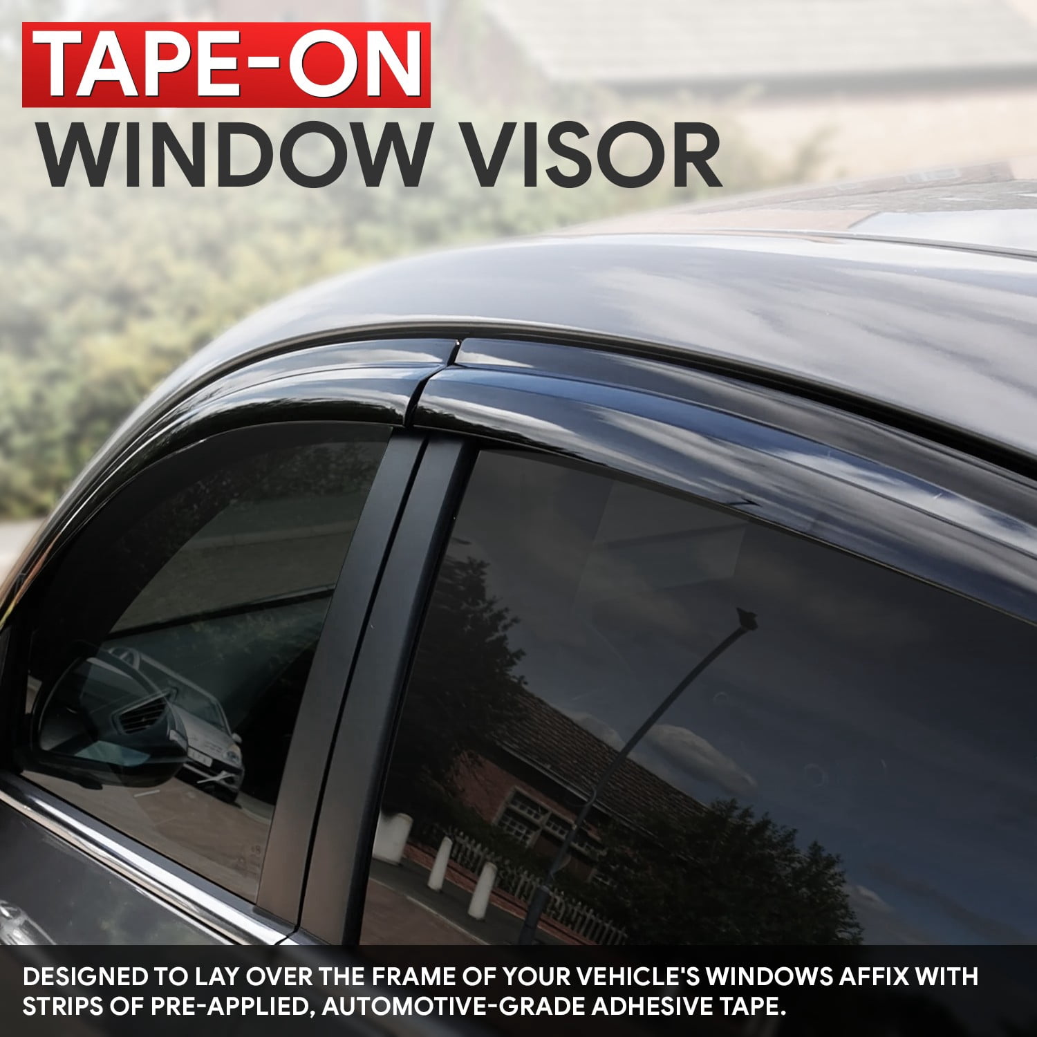Nuvision Tape-On Window Visor Vent Shade Sun Rain Guard Deflector for 23-25 Honda HR-V