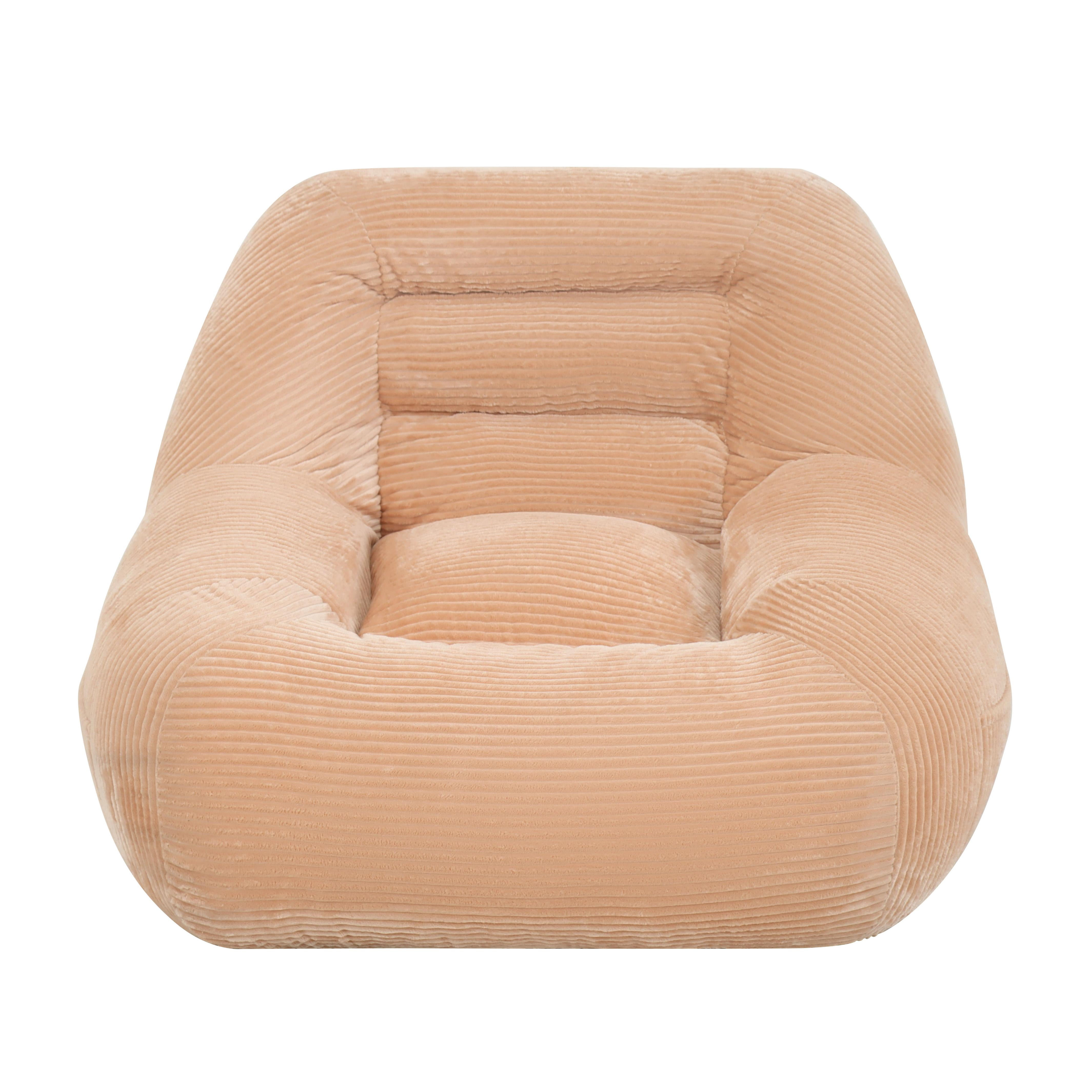 Corduroy Fabric Beanbag Couch for Living Room, Bedroom & Dorm, Cozy Fluffy Cloud Mini Couch,Pink