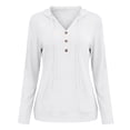 thumbnail image 3 of Womens Long Sleeve V Neck Henley Shirts Hooded Pullover with Thumb Holes, Summer Casual Athletic Running Hiking Tops Quick Dry Workout Clothes with Kangaroo Pocket, 3 of 7
