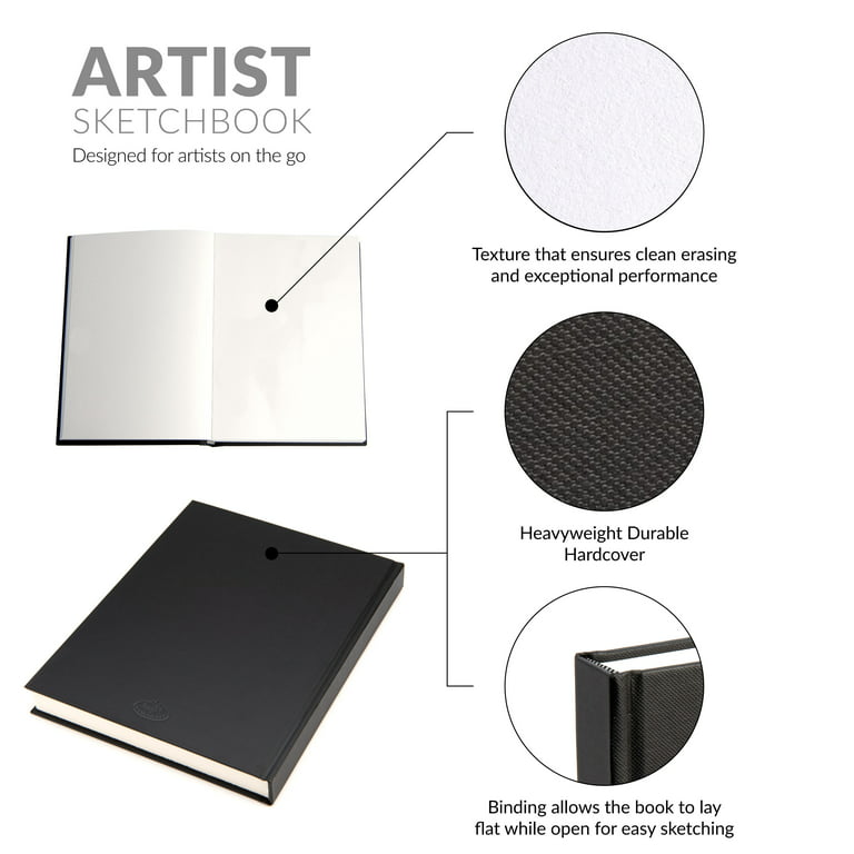 Royal & Langnickel Essentials - 3 Pack 8.5 x 11 Hardbound Drawing Sketch  Book - 110 Sheets, 65lb. Paper
