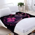 thumbnail image 3 of Whimsical Purple Cat Flannel Blanket - Cozy Soft Blanket with Floral Wreath & Hearts Design for Sofa Travel Bed Chair, 3 of 7