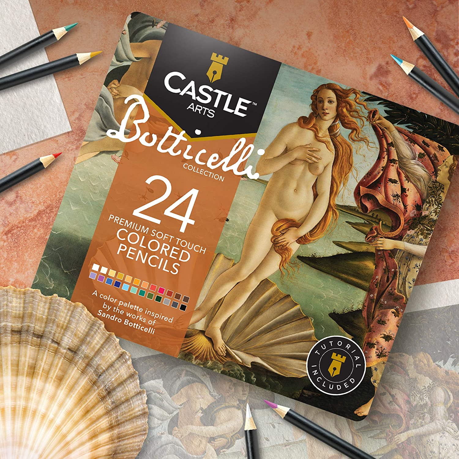 Castle Arts Themed 24 Colored Pencil Set in Tin Box, perfect 'Kandinsky'  inspired colors. Featuring quality, smooth colored cores, superior blending  