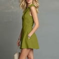 thumbnail image 6 of DYTTDG Women's Sleeveless V-Neck Button-Front Mini Dress | Notch Collar A-Line Casual Work Dress, Summer Dress for Office, 6 of 7