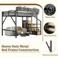 thumbnail image 6 of Mirightone Loft Bed with Stairs & Storage, Metal Loft Bed with Wardrobe & Extended Shelf, Queen Size Loft Bed for Teens & Adults（Black), 6 of 11
