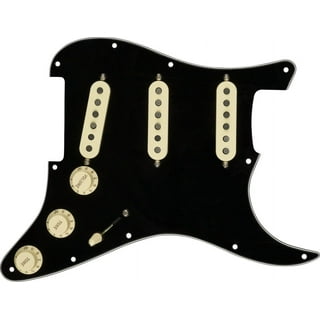 Musiclily 11-Hole HSS Prewired Loaded Pickguard with Single Coil Pickups  Set for Fender Squier Strat Electric Guitar, 4Ply White Pearl