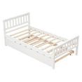 thumbnail image 2 of Twin Size Platform Bed with Trundle and Headboard Farmhouse Wood Bed Frame Ample Under-Bed Storage 250lbs Load Capacity Bed Frame No Noise 79.5x42x33.5inch white, 2 of 9