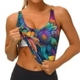 thumbnail image 3 of Fotbe Psychedelic Sunflowers Sujetador Deportivo Largo sin Aros para Mujer con Almohadillas y Soporte Medio, Transpirable y Absorbente, Camiseta Tipo Chaleco o Tank Top-Medium, 3 of 8