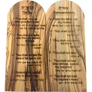 Ten (10) Commandments Tablets or Decalogue Given to Moses on Mount Horeb - Bethlehem Olive Wood (6 Inches Tall)