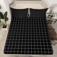 thumbnail image 2 of Feelyou Fashion Square Plaid Queen Sheet Sets, Vintage Abstract Bed Set, 4-Piece, 2 of 7