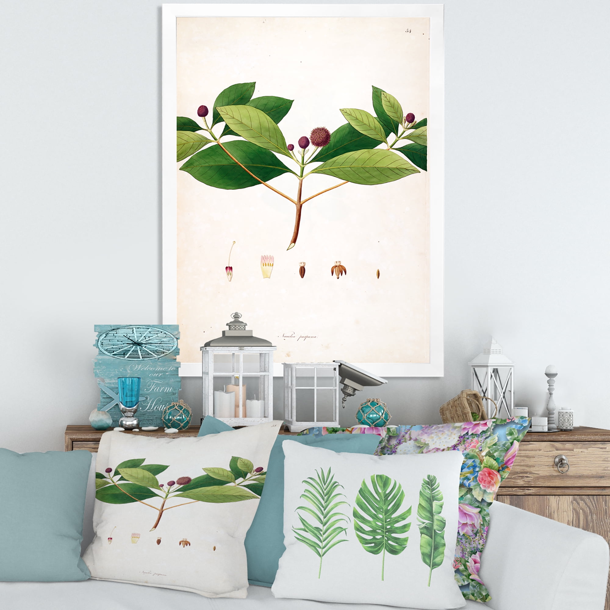 Designart 'Ancient London Plants X' Farmhouse Framed Art Print